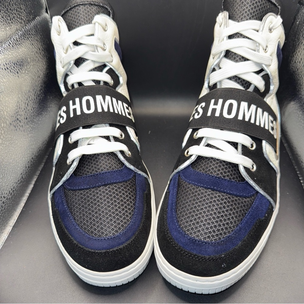 Size 7.1/2-8-1/2 - Les Hommes High Top Blue, Black, White Sneaker, Clean, No Box
